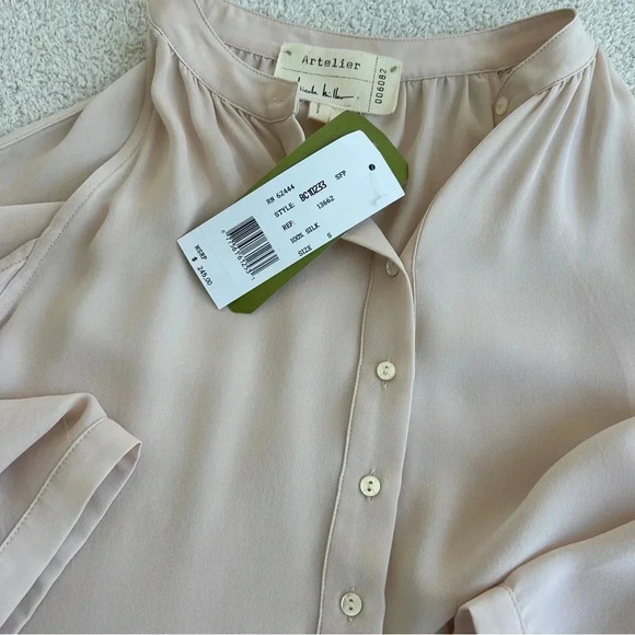 Women’s Nicole Miller Artelier 100% Silk Cold Shoulder Cutout Button Down Blouse - Picture 10 of 10